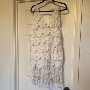 India Boutique White Floral Lace Coverup